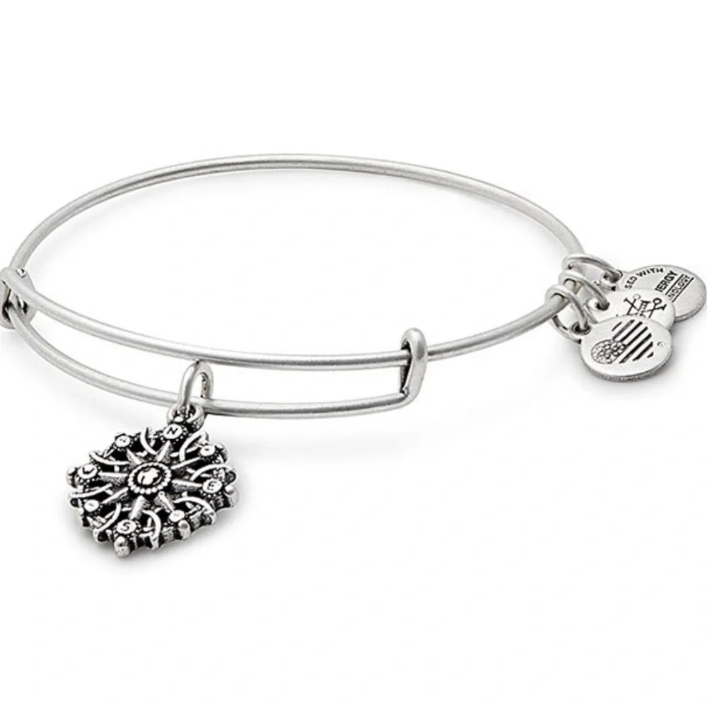 Alex and Ani Compass Silver Charm Bangle Bracelet